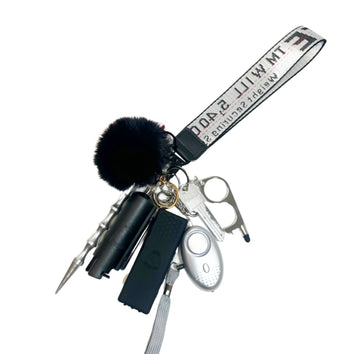 Grey & Black Off White Self Defense Keychain