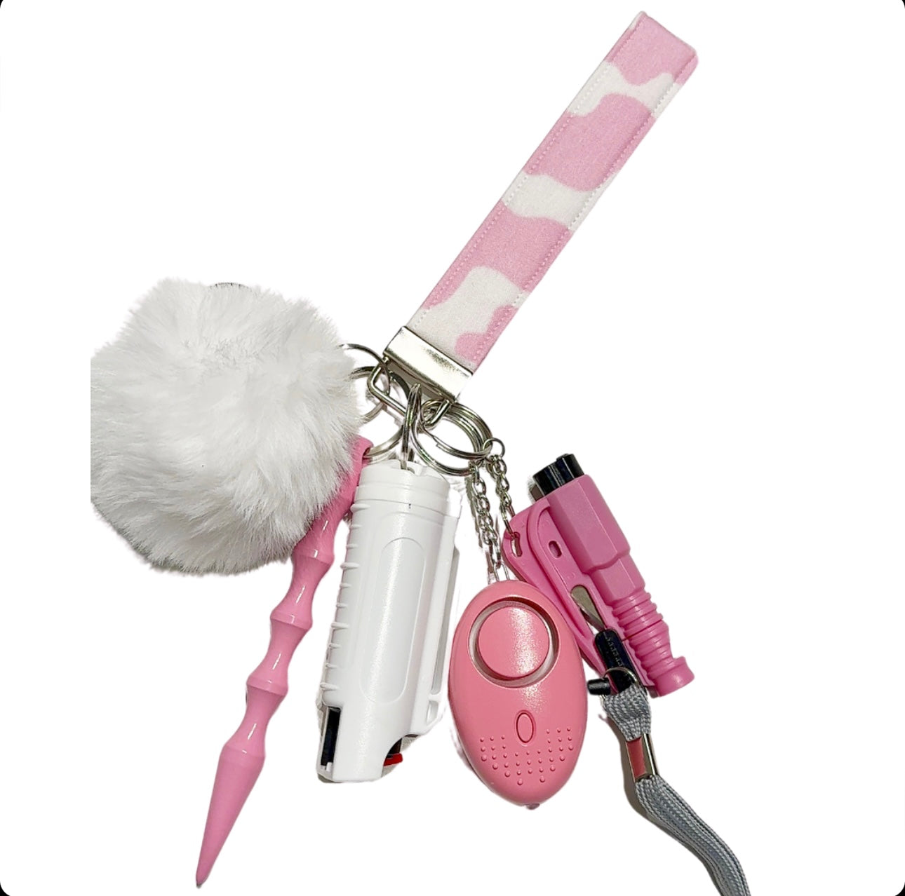 Pink Cow Safety Keychain