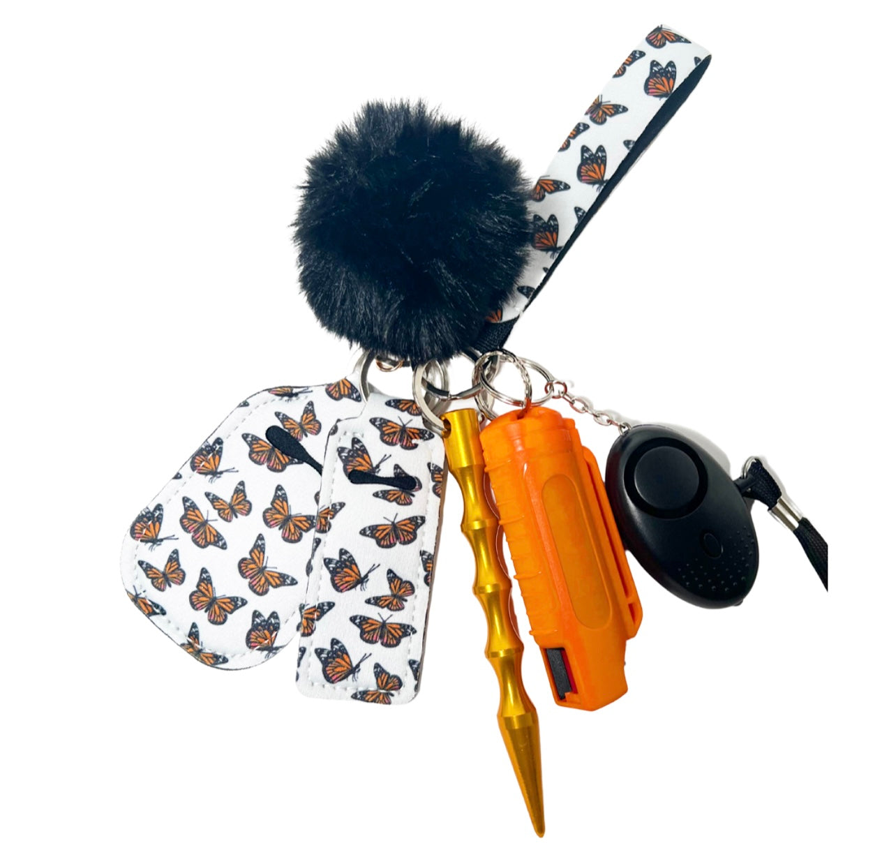 Orange Butterflies Self Defense Keychain