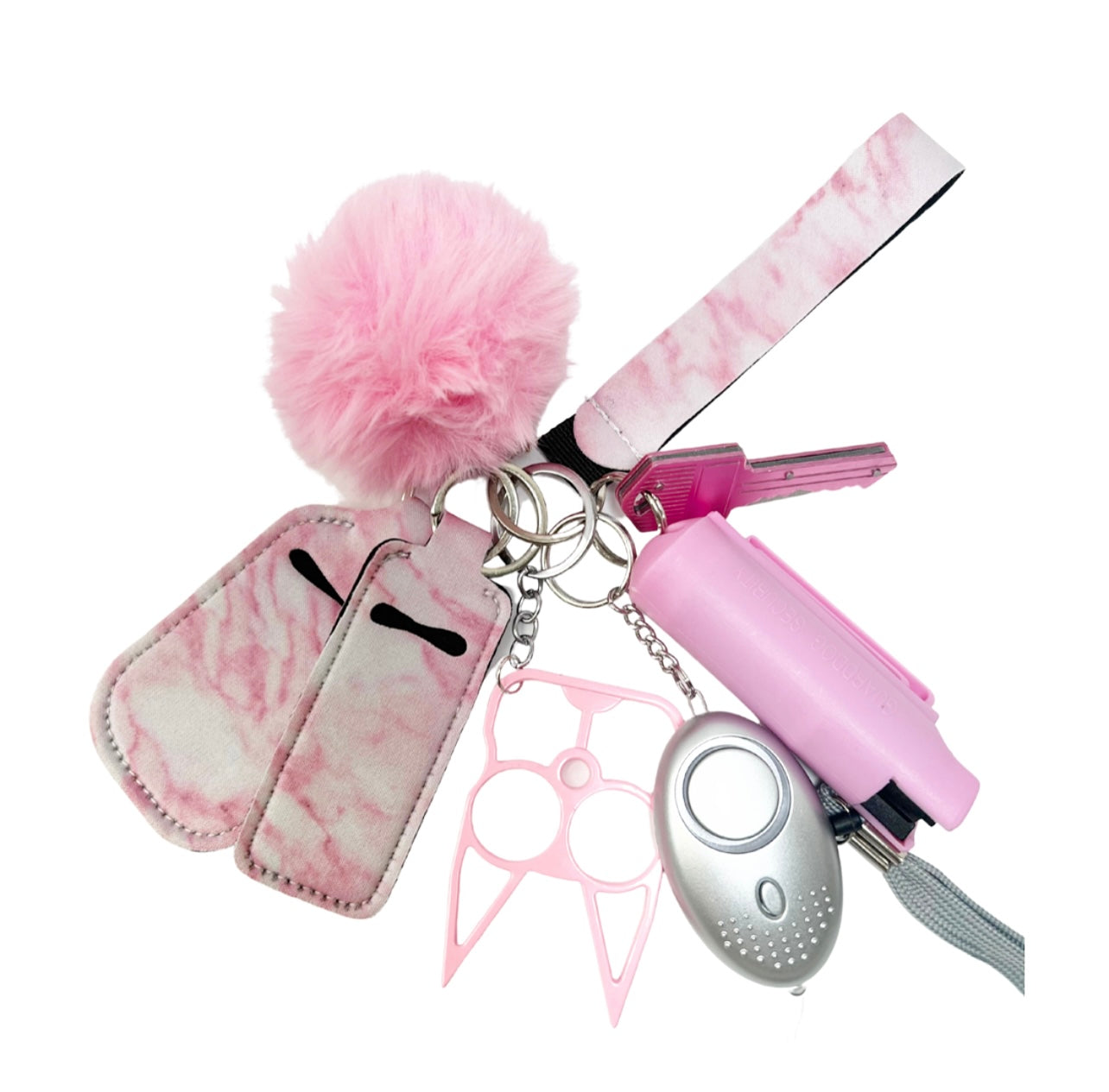 Pink Marble Self Defense Keychain